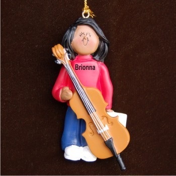 Cello Christmas Ornament Virtuoso African American Female Personalized by RussellRhodes.com