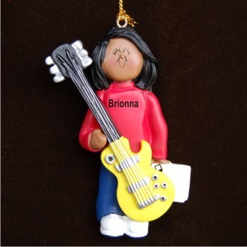 Guitar Christmas Ornament Virtuoso African American Female Personalized by RussellRhodes.com