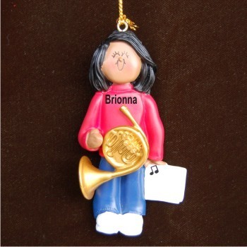 French Horn Christmas Ornament Virtuoso African American Female Personalized by RussellRhodes.com