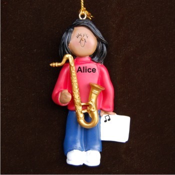 Saxophone Christmas Ornament Virtuoso African American Female Personalized by RussellRhodes.com