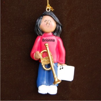 Trumpet Christmas Ornament Virtuoso African American Female Personalized by RussellRhodes.com