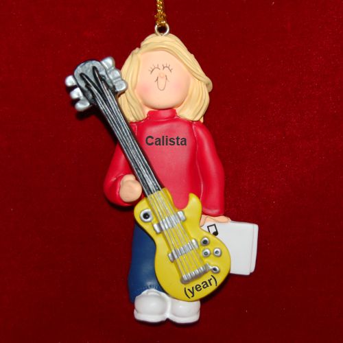 Guitar Christmas Ornament Virtuoso Blond Female Personalized by RussellRhodes.com