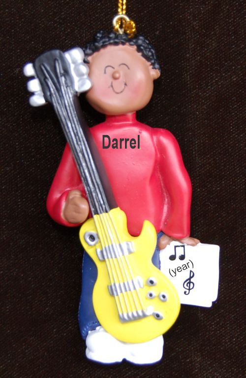 Guitar Christmas Ornament Virtuoso African American Male Personalized by RussellRhodes.com