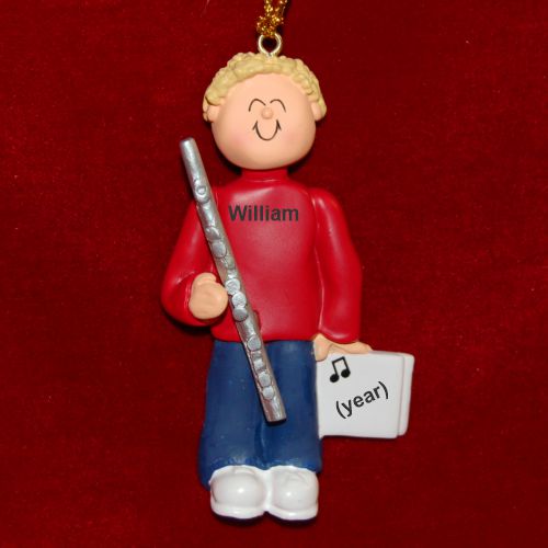 Flute Christmas Ornament Virtuoso Blond Male Personalized by RussellRhodes.com