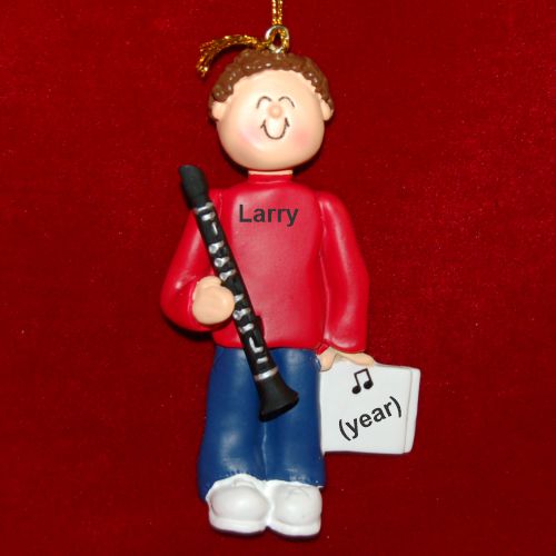 Clarinet Christmas Ornament Virtuoso Brunette Male Personalized by RussellRhodes.com