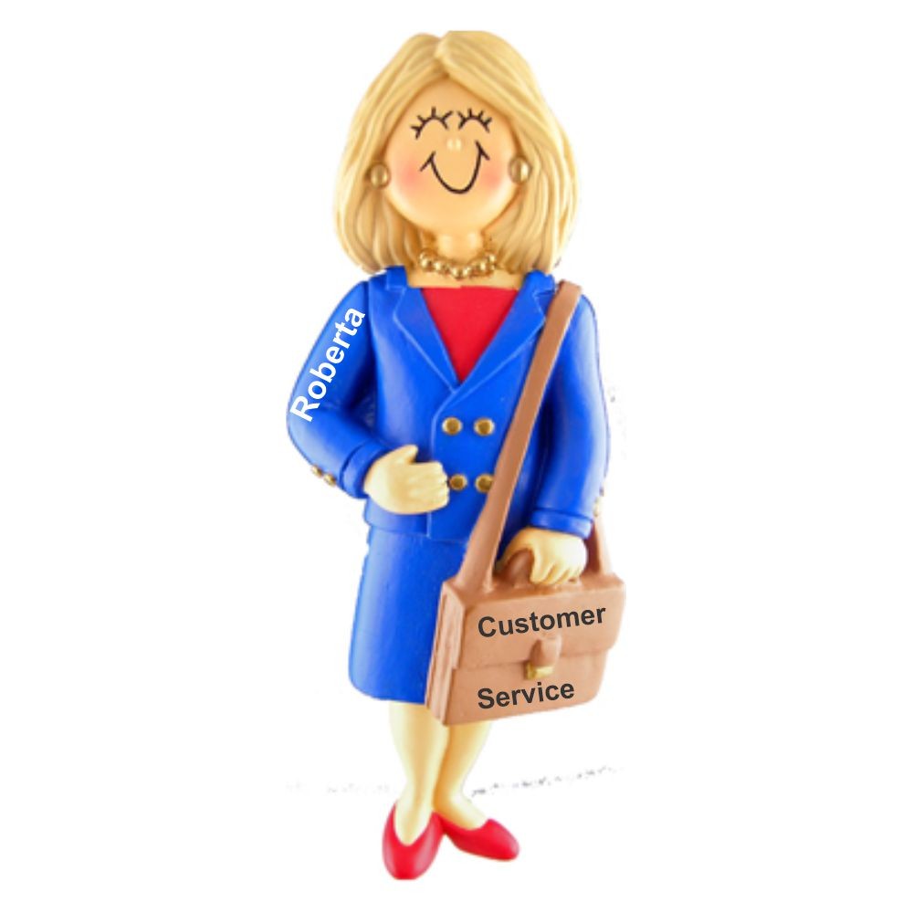 First Job Female Blond Christmas Ornament Personalized by Russell Rhodes