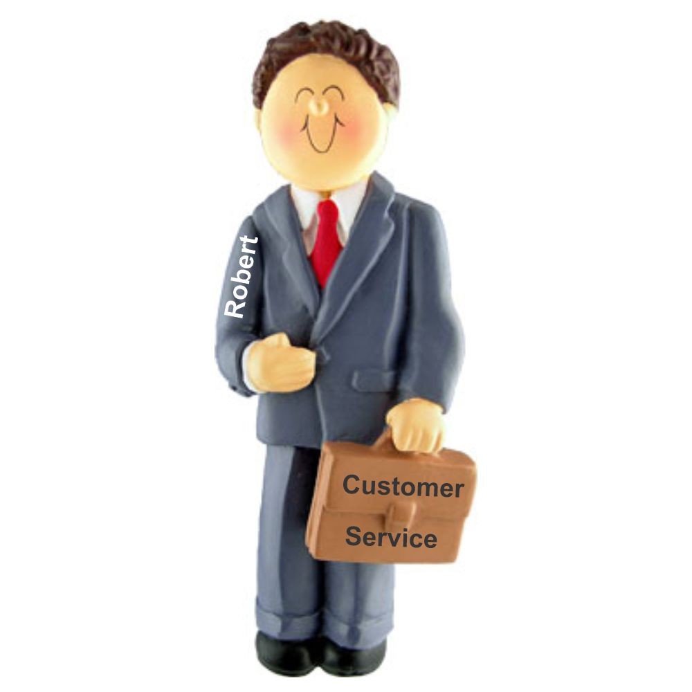 First Job Male Brunette Christmas Ornament Personalized by RussellRhodes.com