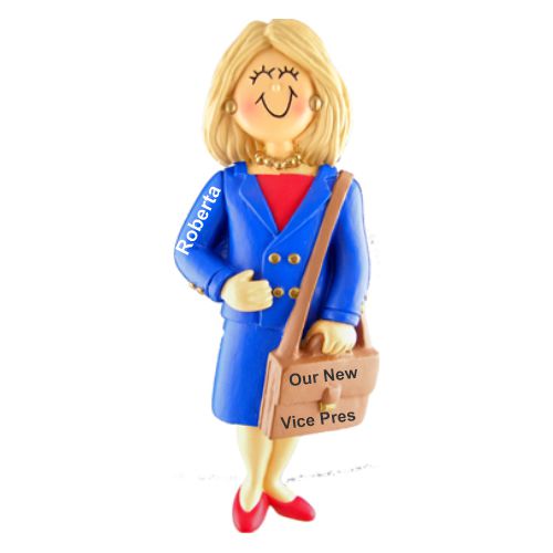 Job Promotion Christmas Ornament Blond Female Personalized by RussellRhodes.com