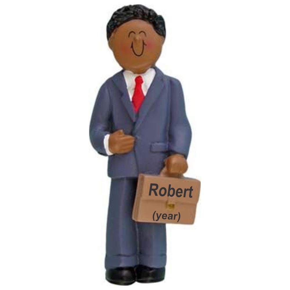 African American Male Businessman Christmas Ornament Personalized by Russell Rhodes