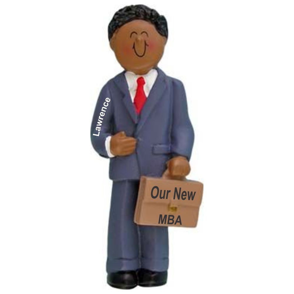 African American Male MBA Business School Graduation Christmas Ornament Personalized by Russell Rhodes