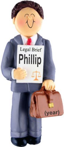 Lawyer Male Brown Hair Christmas Ornament Personalized by RussellRhodes.com