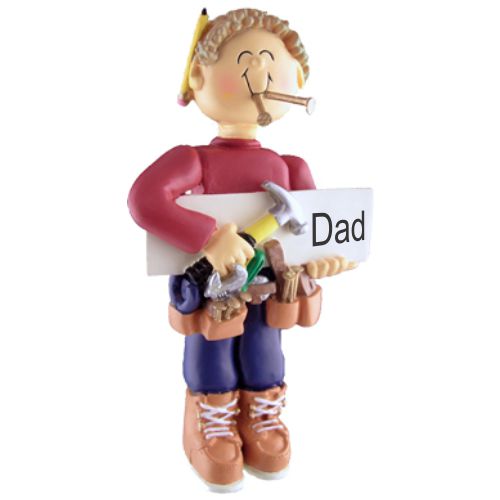 World's Best Dad Blonde Hair Christmas Ornament Personalized by Russell Rhodes