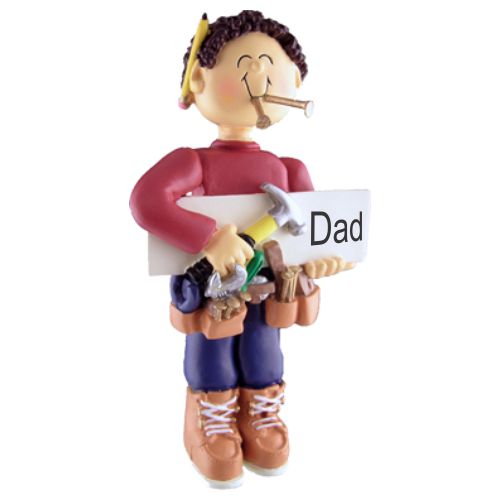 World's Best Dad Brown Hair Christmas Ornament Personalized by Russell Rhodes