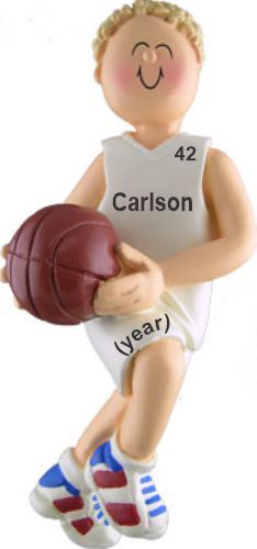 Basketball Champ Male Blonde Hair Christmas Ornament Personalized by Russell Rhodes