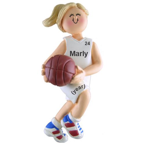 Basketball Ornament the Champ - Blond Female Personalized by RussellRhodes.com