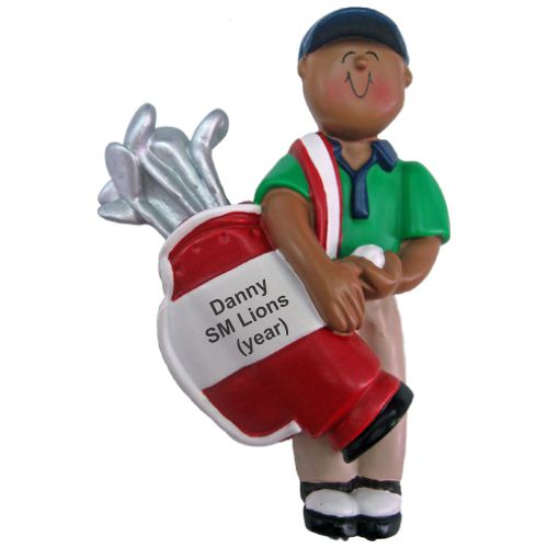 Golf Male African American Christmas Ornament Personalized by Russell Rhodes