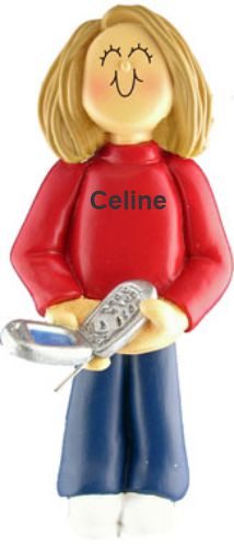 Cell Phone Christmas Ornament Blond Female Personalized by RussellRhodes.com