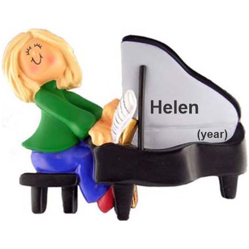 Piano Virtuoso Female Blonde Hair Christmas Ornament Personalized by RussellRhodes.com