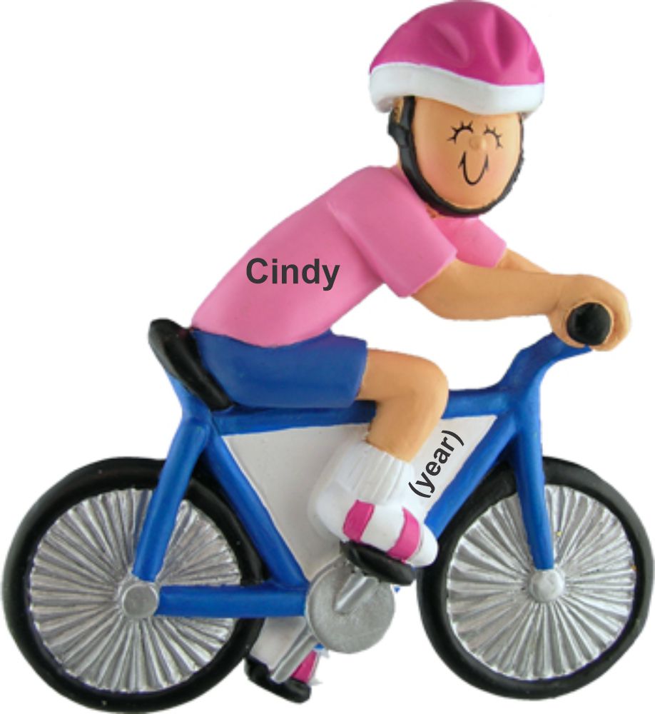 Bicycle Female Christmas Ornament Personalized by Russell Rhodes