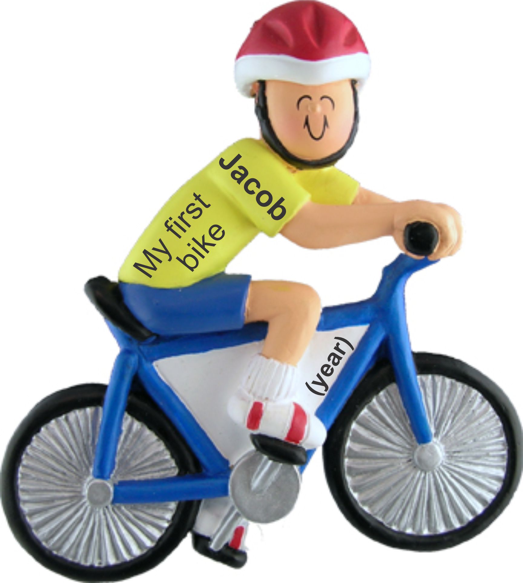 My First Bike Male Christmas Ornament Personalized by Russell Rhodes