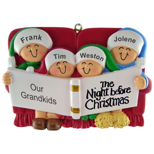 Ornament for Grandparents with 4 Grandkids Night Before Xmas Personalized by RussellRhodes.com