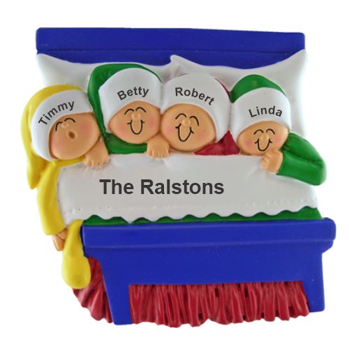 Christmas Morning Family of 4 Christmas Ornament Personalized by Russell Rhodes