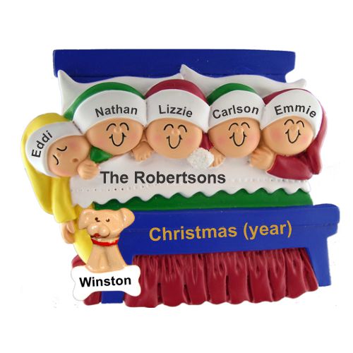 Family Christmas Ornament for 5 Christmas Morning with Pets Personalized by RussellRhodes.com