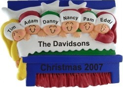 Christmas Morning Family of 6 Christmas Ornament Personalized by RussellRhodes.com