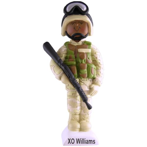 Military Christmas Ornament African American Female in Camo Personalized by RussellRhodes.com