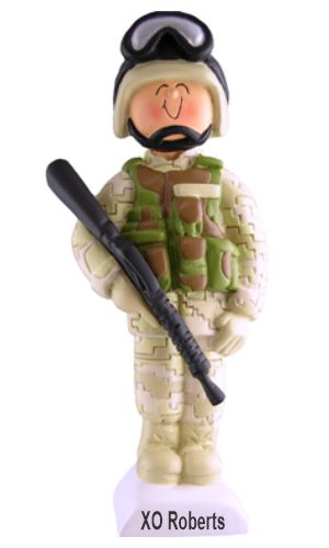 Military Male in Camo Christmas Ornament Personalized by RussellRhodes.com