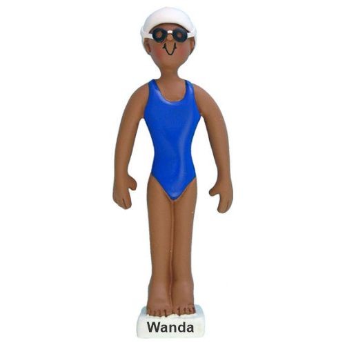 Swimming Christmas Ornament African American Female Personalized by RussellRhodes.com
