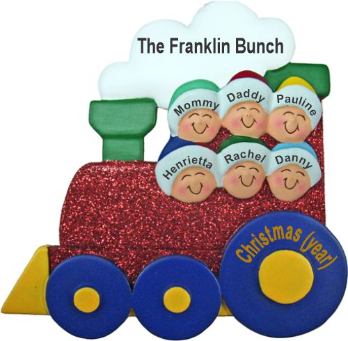 Family Christmas Ornament Holiday Train for 6 Personalized by RussellRhodes.com