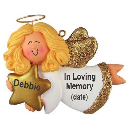 Memorial Christmas Ornament Blond Female Angel Personalized by RussellRhodes.com