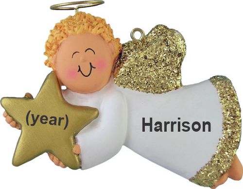 Angel Christmas Ornament Blond Male Personalized by RussellRhodes.com