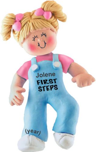 Baby's First Steps Christmas Ornament Blond Female Personalized by RussellRhodes.com