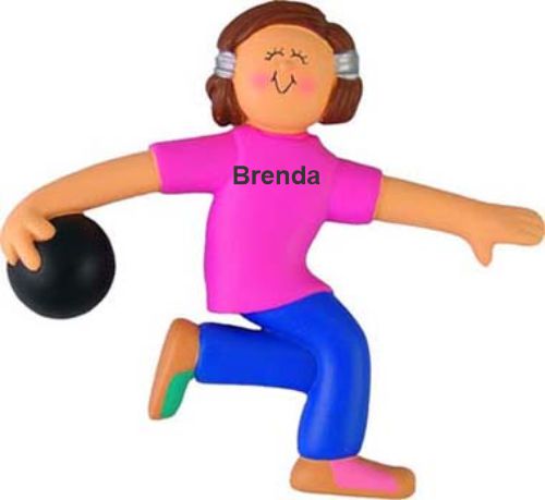 Bowling Christmas Ornament Strike Champ Brunette Female Personalized by RussellRhodes.com