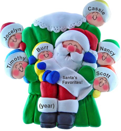 Family Christmas Ornament for 6 with Santa Personalized by RussellRhodes.com