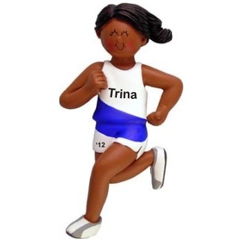 African-American Female Runner Christmas Ornament Personalized by Russell Rhodes