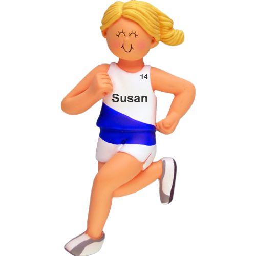 Cross Country / Jogging Female Blonde Christmas Ornament Personalized by RussellRhodes.com