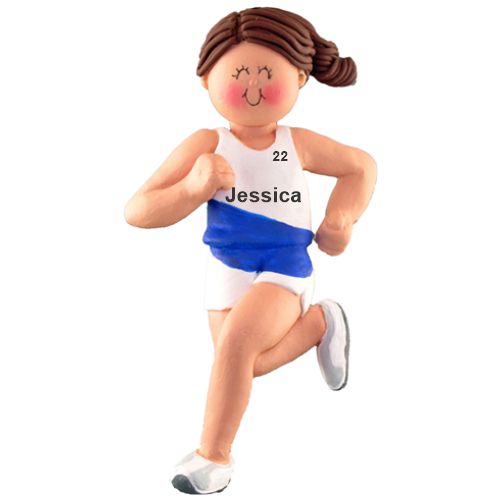 Cross-Country & Runner Christmas Ornament Brunette Female Personalized by RussellRhodes.com