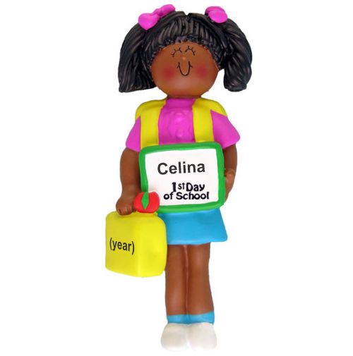 First Day of School Christmas Ornament African American Female Personalized by RussellRhodes.com
