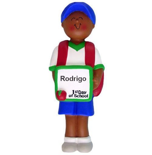 First Day of School Christmas Ornament African American Male Personalized by RussellRhodes.com