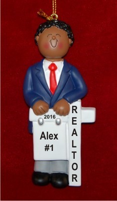 Realtor Male African American Christmas Ornament Personalized by Russell Rhodes