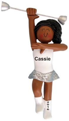 Baton Female African American Christmas Ornament Personalized by RussellRhodes.com