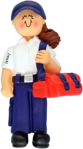 EMT Christmas Ornament Brunette Female Personalized by RussellRhodes.com