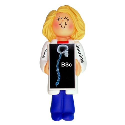 Chiropractor School Graduation Christmas Ornament Blond Female Personalized by RussellRhodes.com