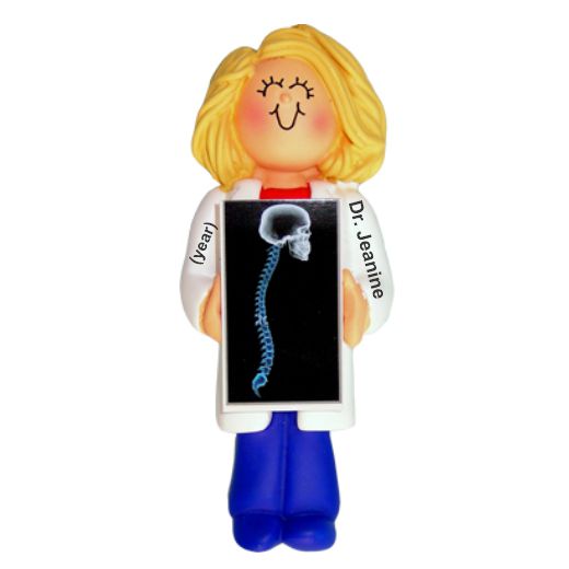 Chiropractor Christmas Ornament Blond Female Personalized by RussellRhodes.com
