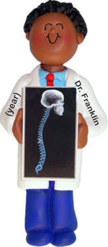 African American Male Chiropractor Christmas Ornament Personalized by Russell Rhodes