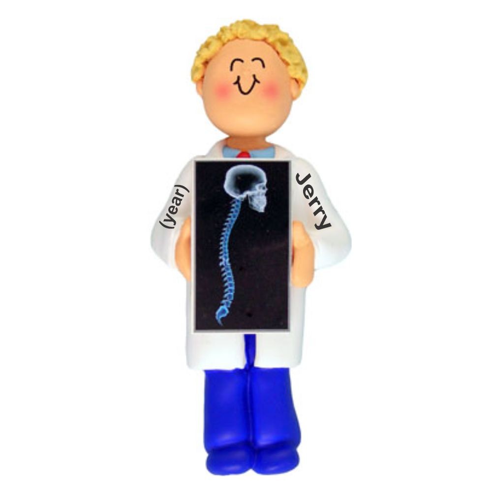 Radiologist, Male Blonde Christmas Ornament Personalized by Russell Rhodes
