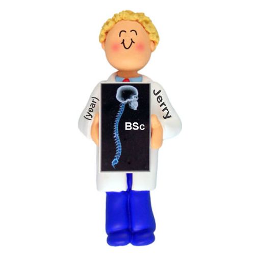 Chiropractor School Graduation Christmas Ornament Blond Male Personalized by RussellRhodes.com
